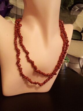 Double Strand Red Coral Chip Necklace - Women Jewelry